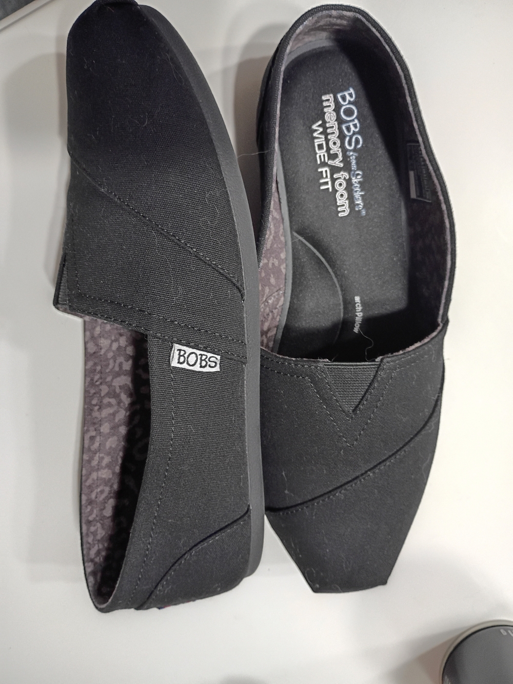 Women's Black Bob's From Sketchers Slip-On Memory Foam Flats